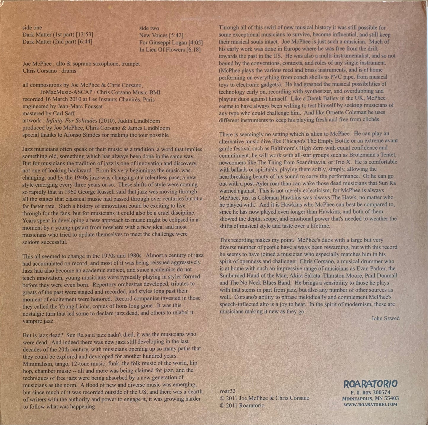 【USED】Joe McPhee & Chris Corsano - Under A Double Moon (LP)