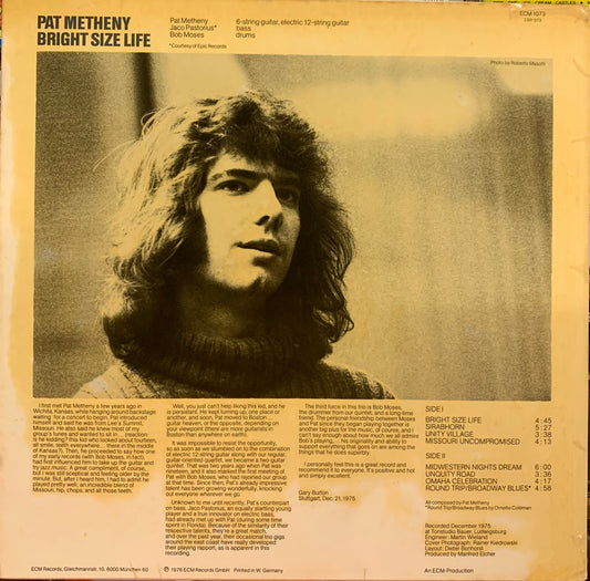 【USED, GERMAN Orig】Pat Metheny - Bright Size Life (LP)