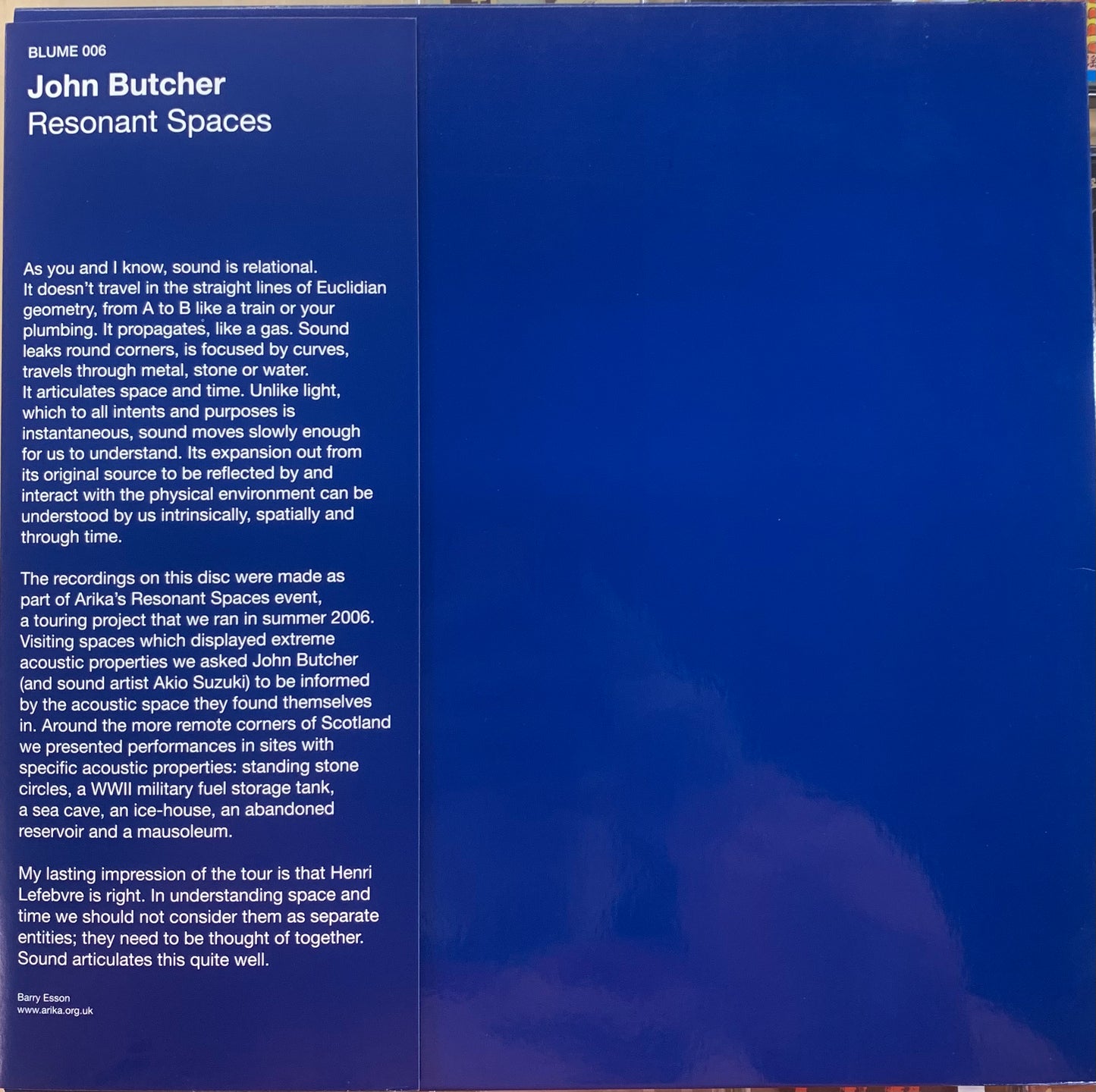【USED】John Butcher - Resonant Spaces (LP)