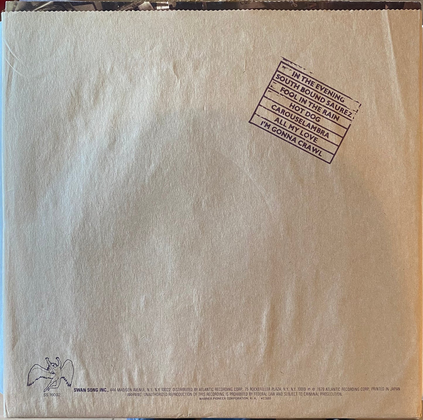 【USED】Led Zeppelin In Through The Out Door (LP)