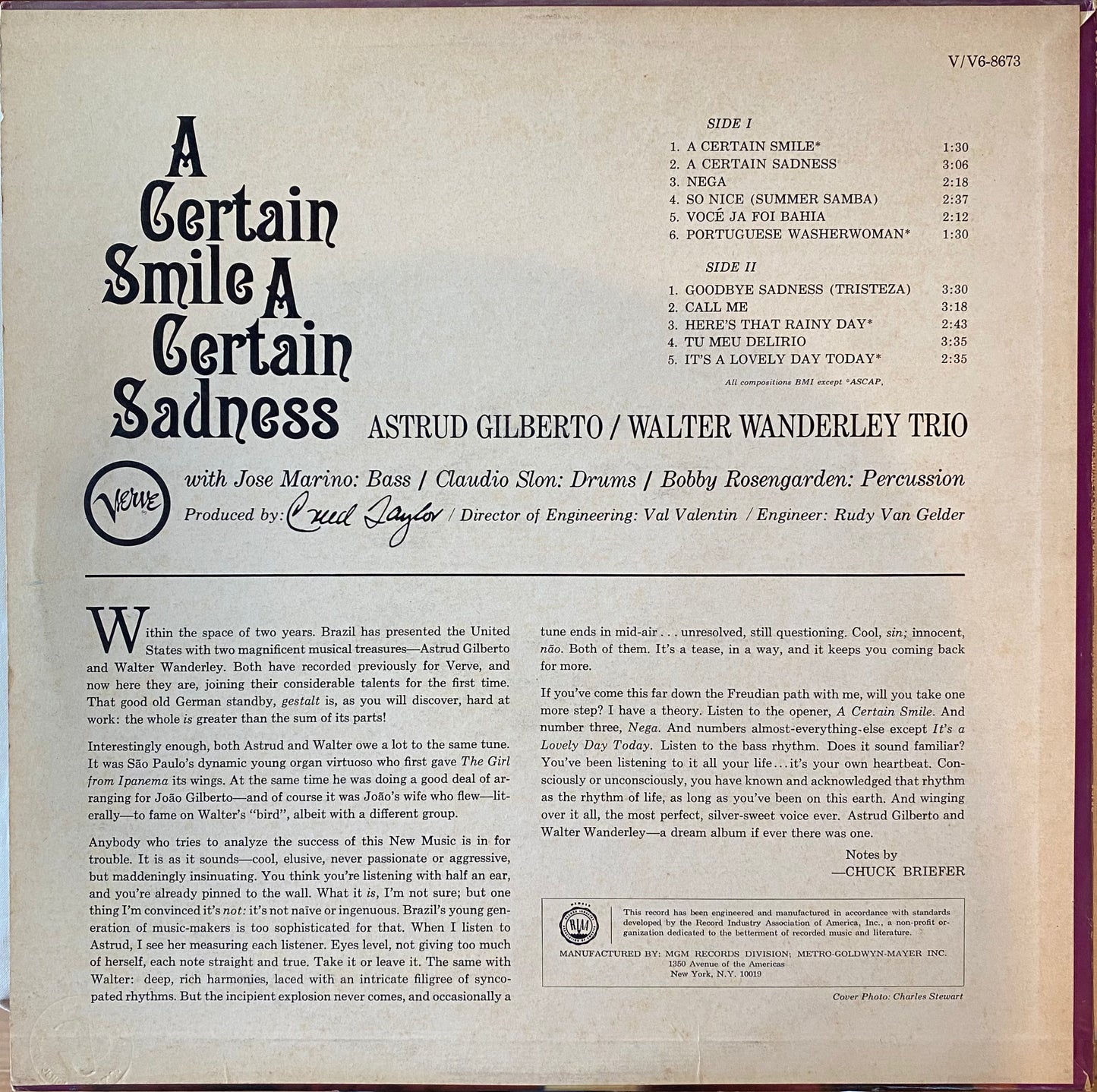 【USED】Astrud Gilberto / Walter Wanderley - A Certain Smile A Certain Sadness (LP)