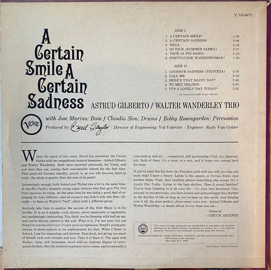 【USED】Astrud Gilberto / Walter Wanderley - A Certain Smile A Certain Sadness (LP)