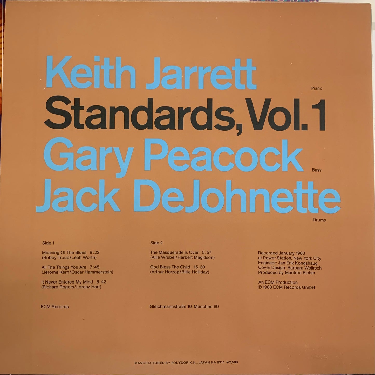 【USED, JAPAN PRESS】Keith Jarrett, Gary Peacock, Jack DeJohnette - Standards, Vol. 1 (LP)