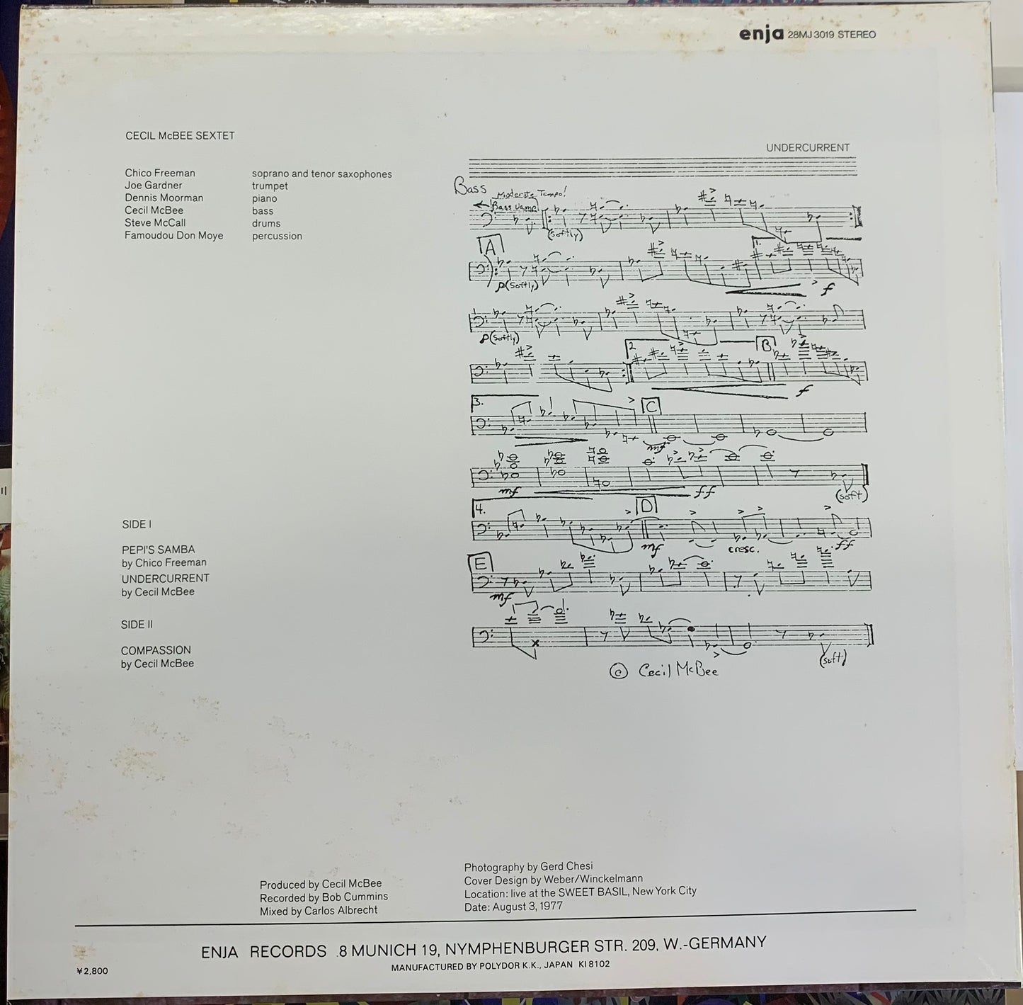 【USED, JAPAN PRESS】Cecil McBee Sextet With Chico Freeman - Compassion (LP)