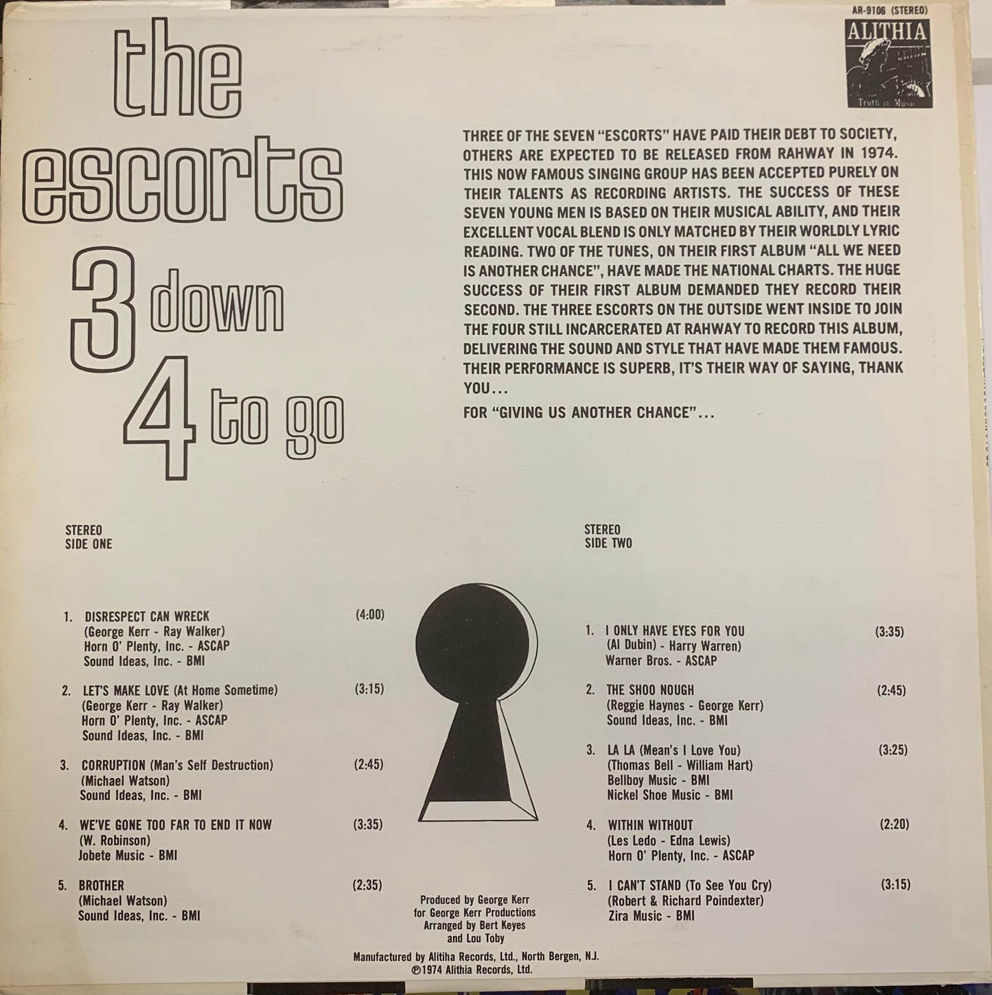 【USED, US Orig】The Escorts - 3 Down 4 To Go (LP)