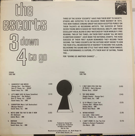 【USED, US Orig】The Escorts - 3 Down 4 To Go (LP)