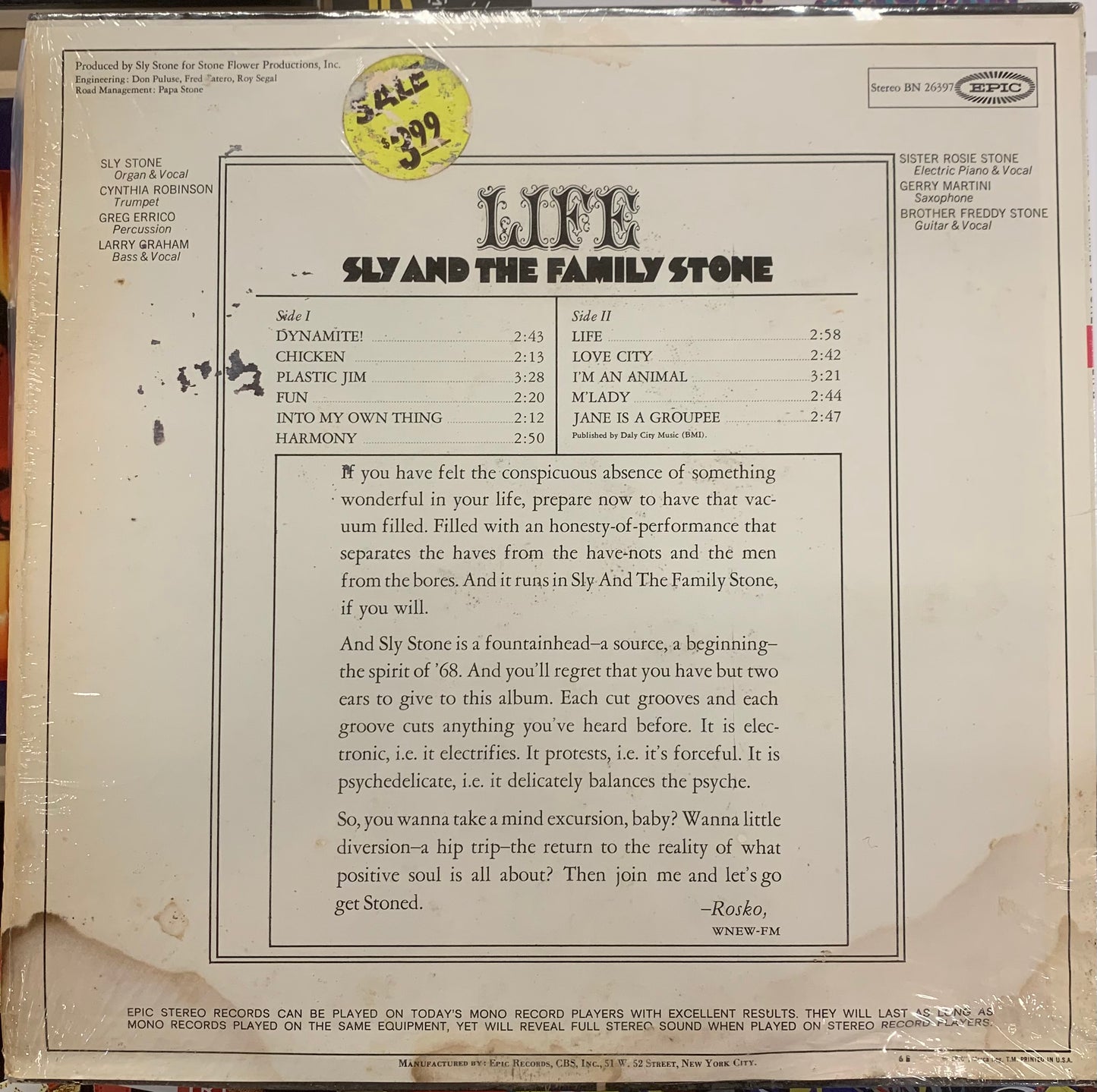 【USED, US Orig】Sly & The Family Stone - Life (LP)