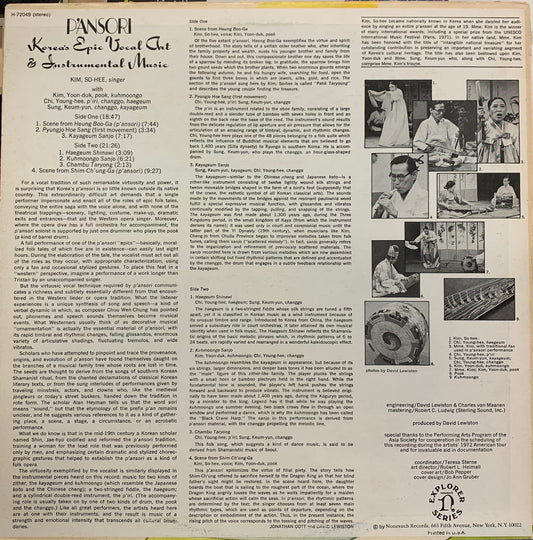 Kim, So-Hee - P'ansori (Korea's Epic Vocal Art & Instrumental Music)