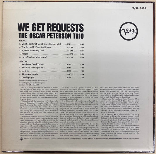 【USED, USオリジナル】The Oscar Peterson Trio - We Get Requests (LP)