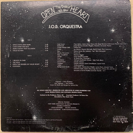 【USED, US Orig】J.O.B. Orquestra - Open The Doors To Your Heart (LP)
