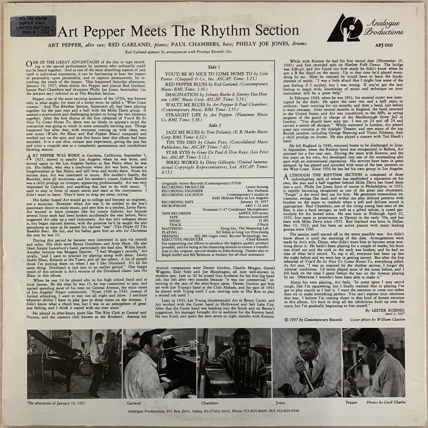 【USED, 高音質盤】Art Pepper - Art Pepper Meets The Rhythm Section (LP)