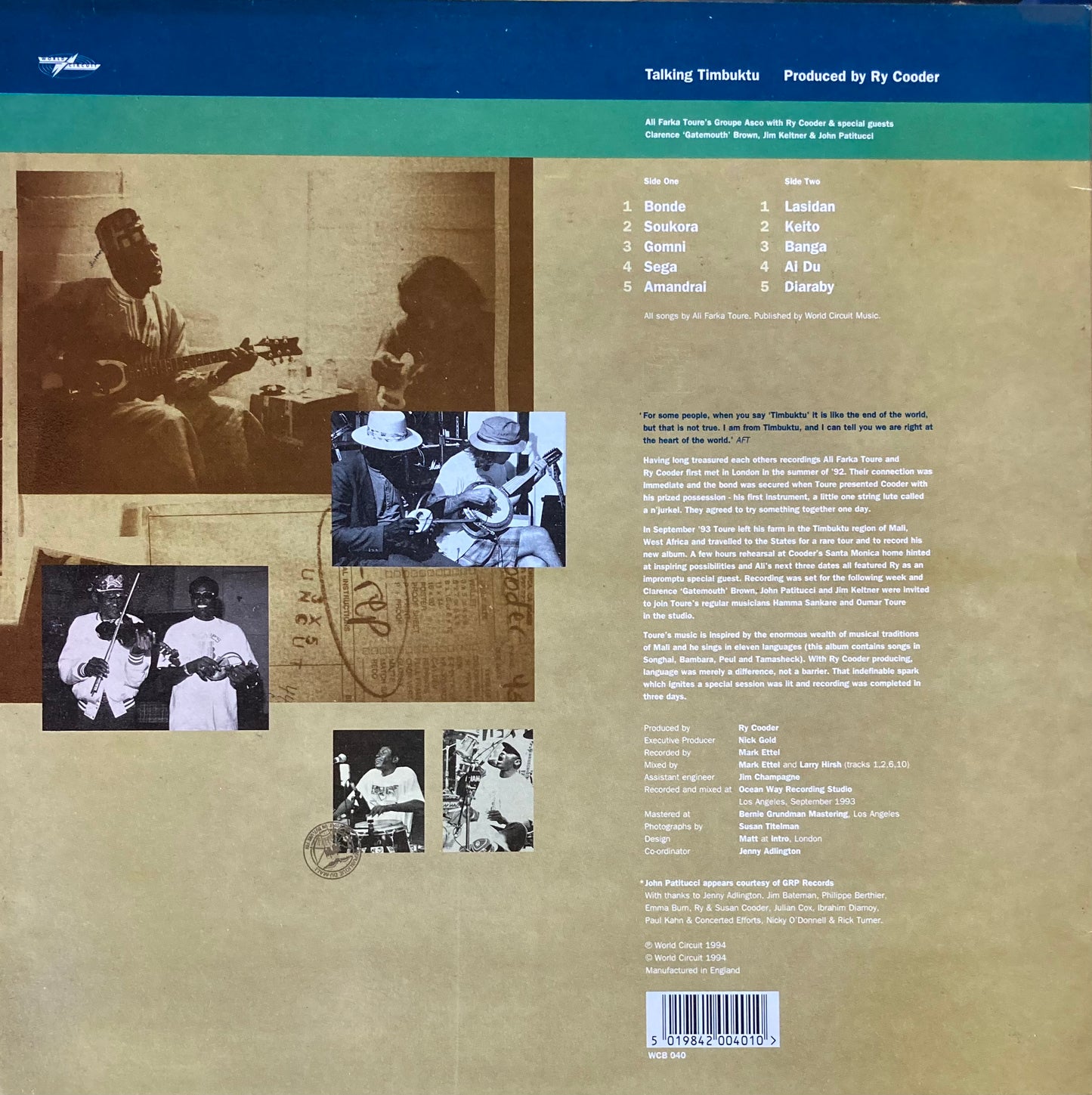 【USED】Ali Farka Toure With Ry Cooder - Talking Timbuktu (LP)