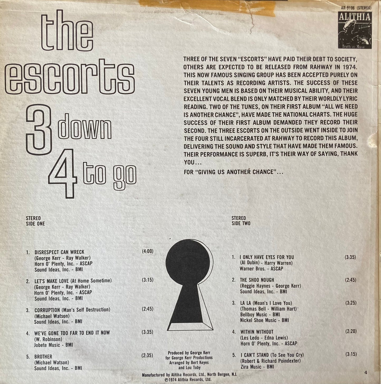 【USED】The Escorts - 3 Down 4 To Go (LP)