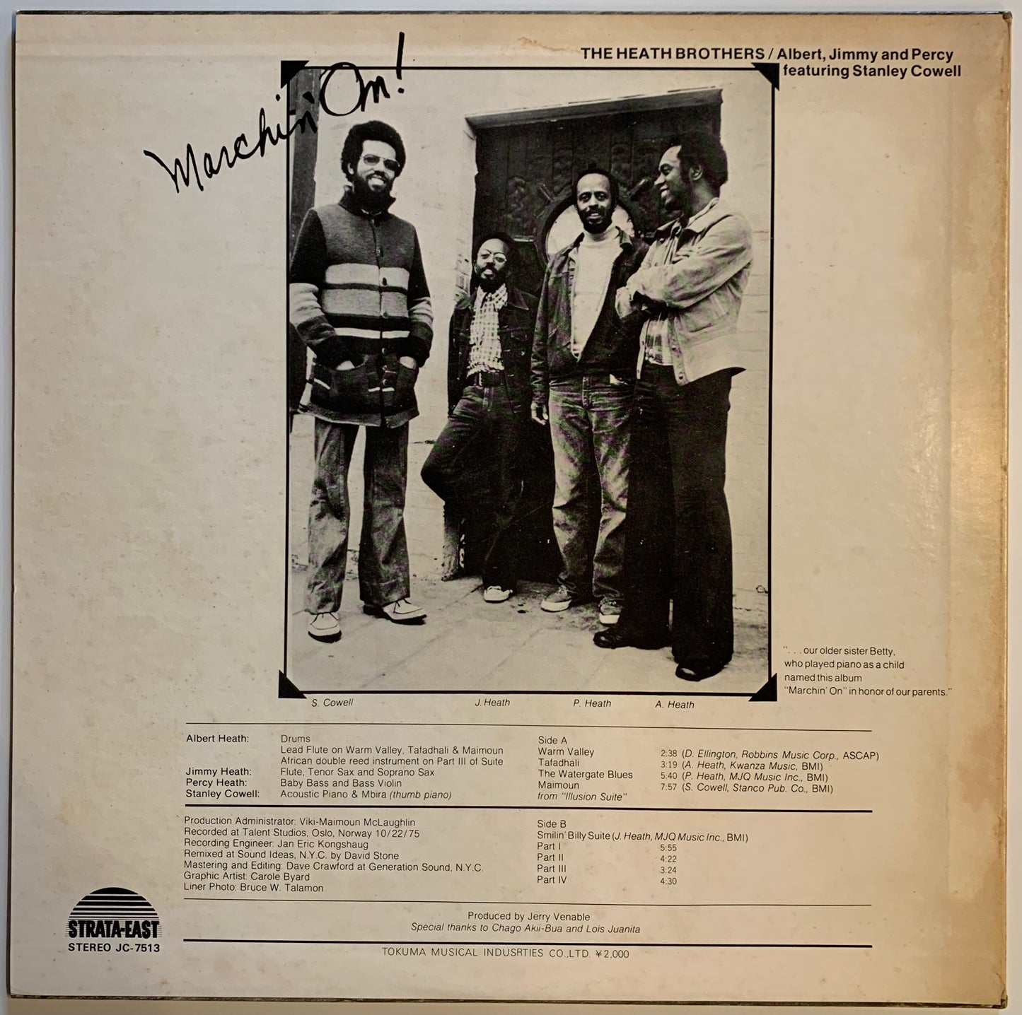 【USED】The Heath Brothers / Albert, Jimmy And Percy Featuring Stanley Cowell Marchin' On! (LP)
