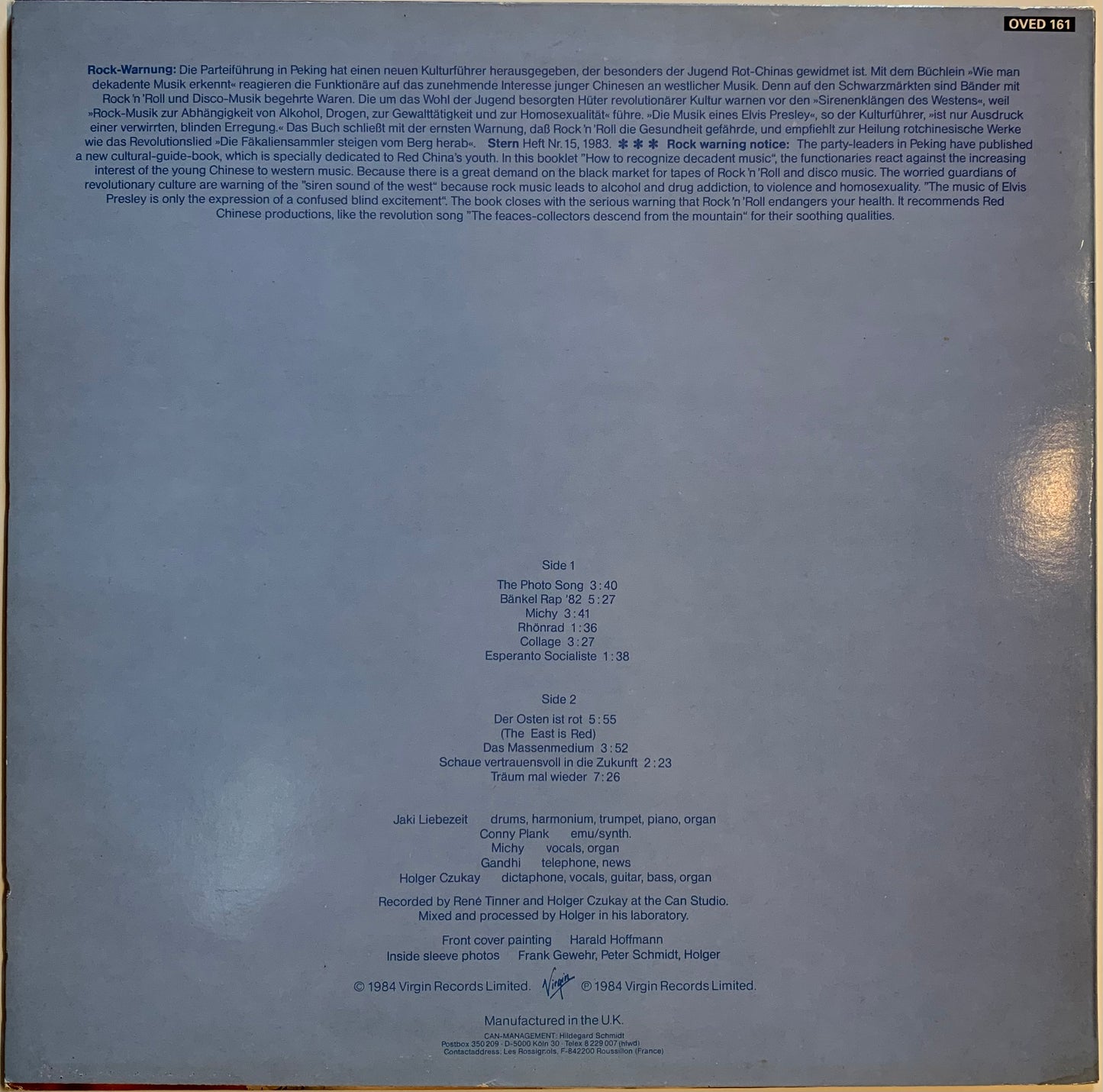 【USED】Holger Czukay - Der Osten Ist Rot (LP)