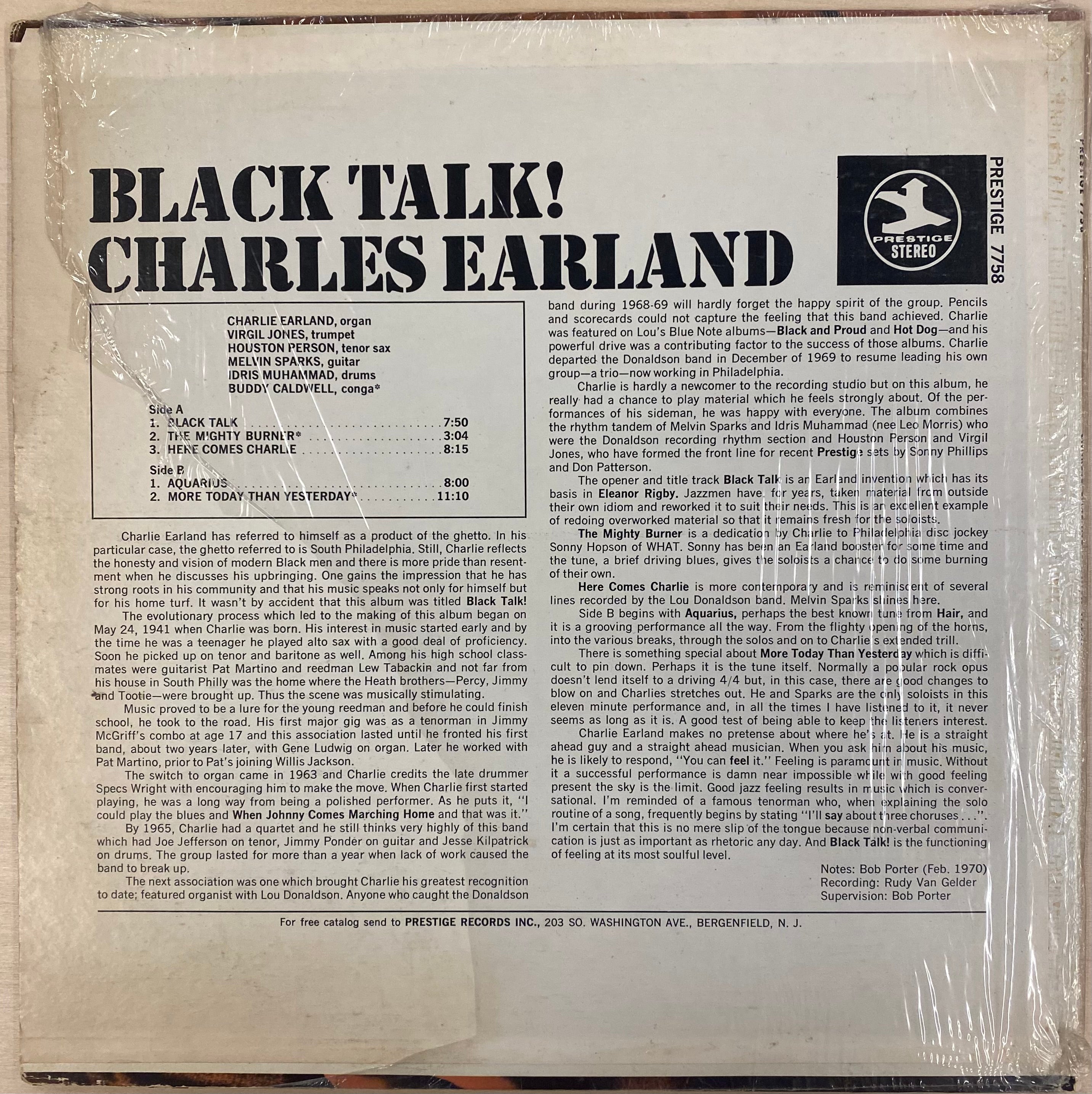 中古LP / USオリジナル】Charles Earland - Black Talk! – CELLAR RECORDS