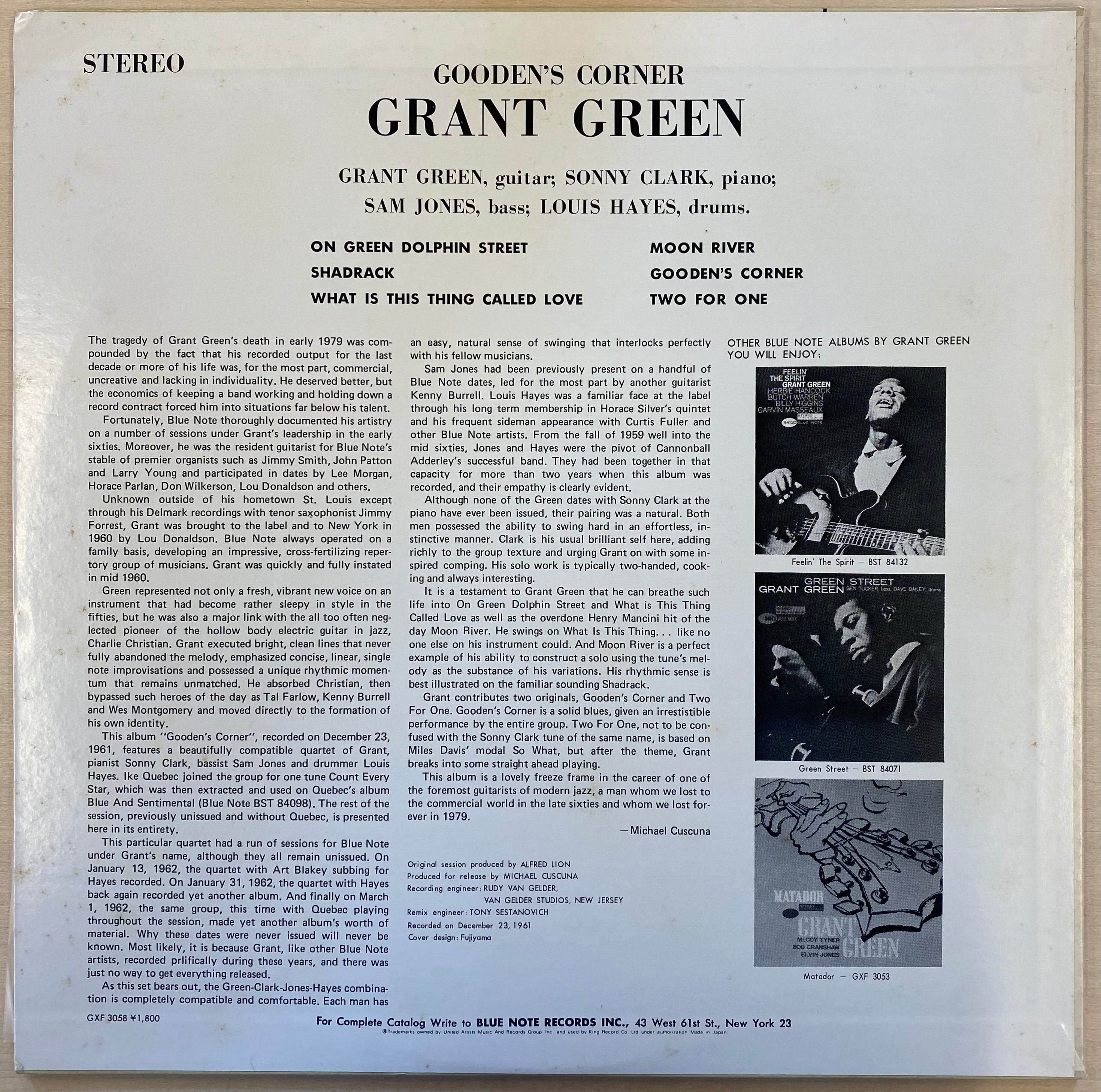 中古LP】Grant Green - Gooden's Corner – CELLAR RECORDS