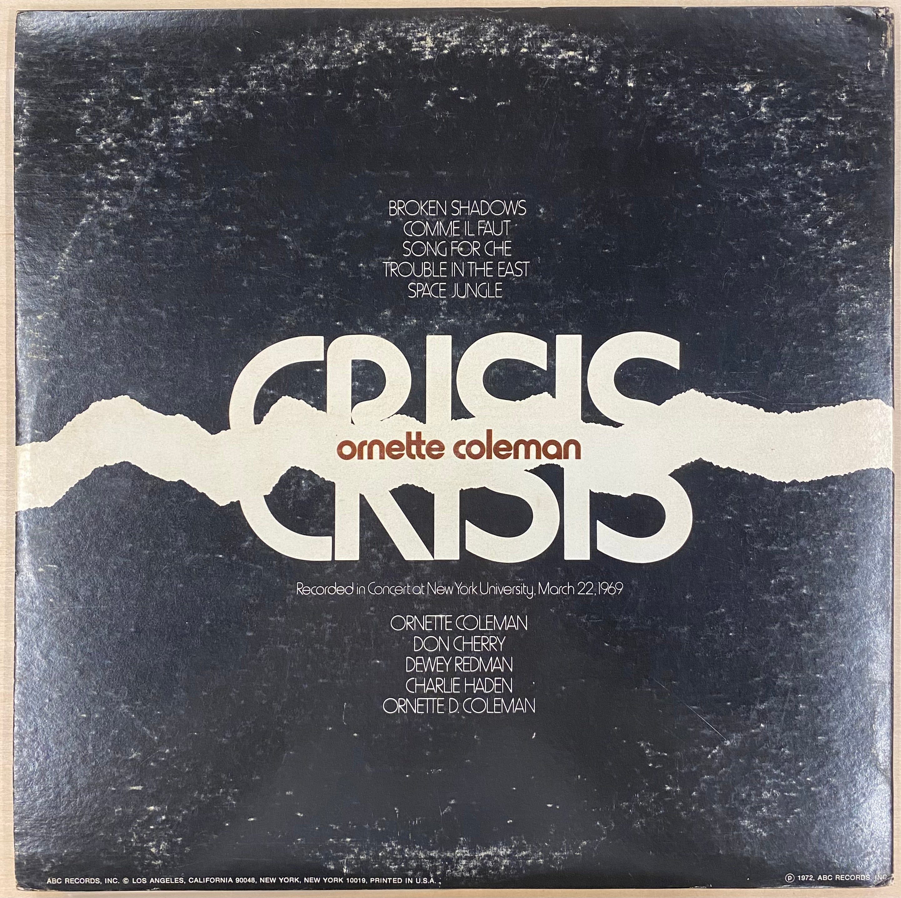 中古LP / USオリジナル】Ornette Coleman - Crisis – CELLAR RECORDS