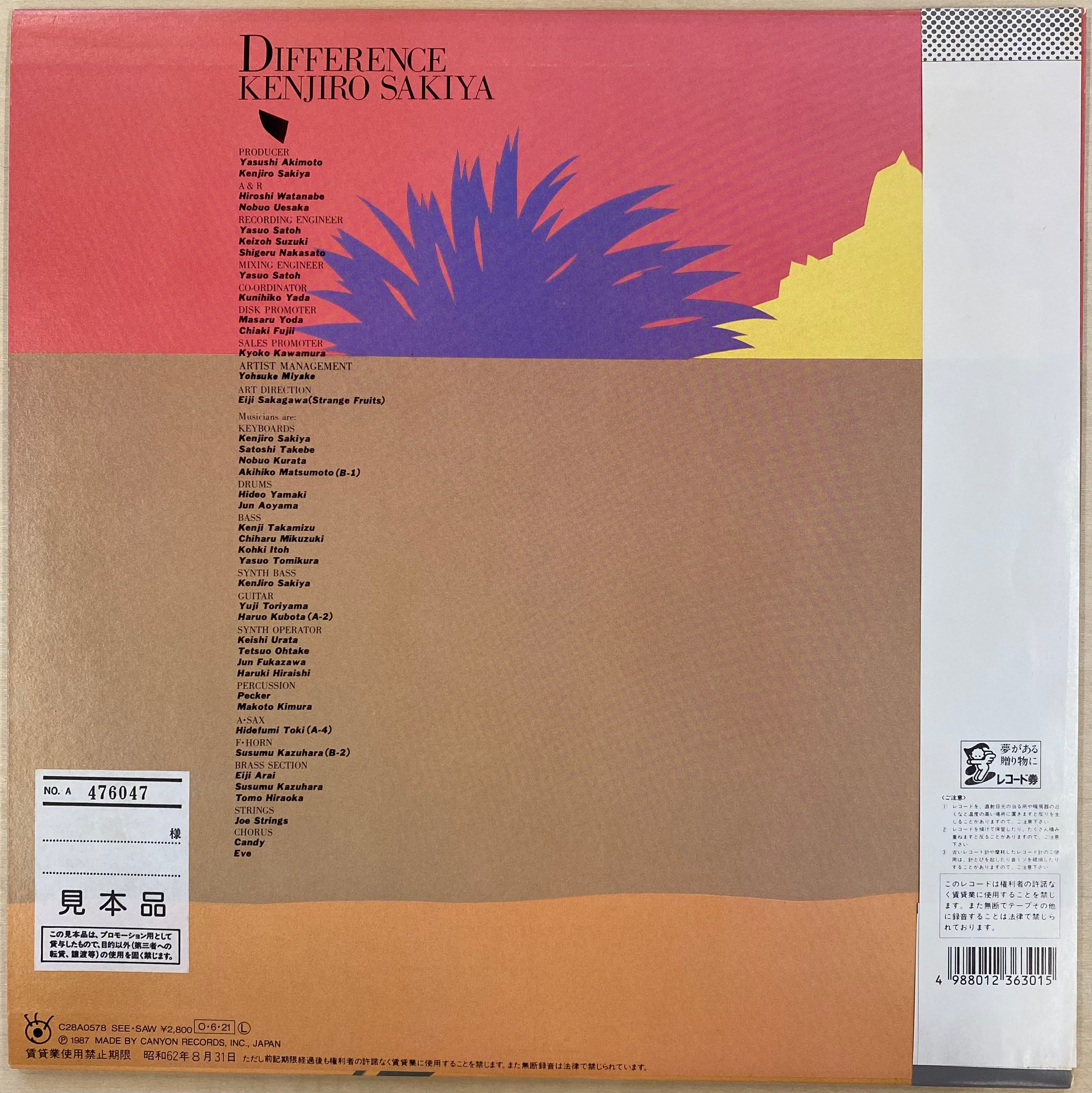 中古LP】崎谷健次郎 - Difference – CELLAR RECORDS