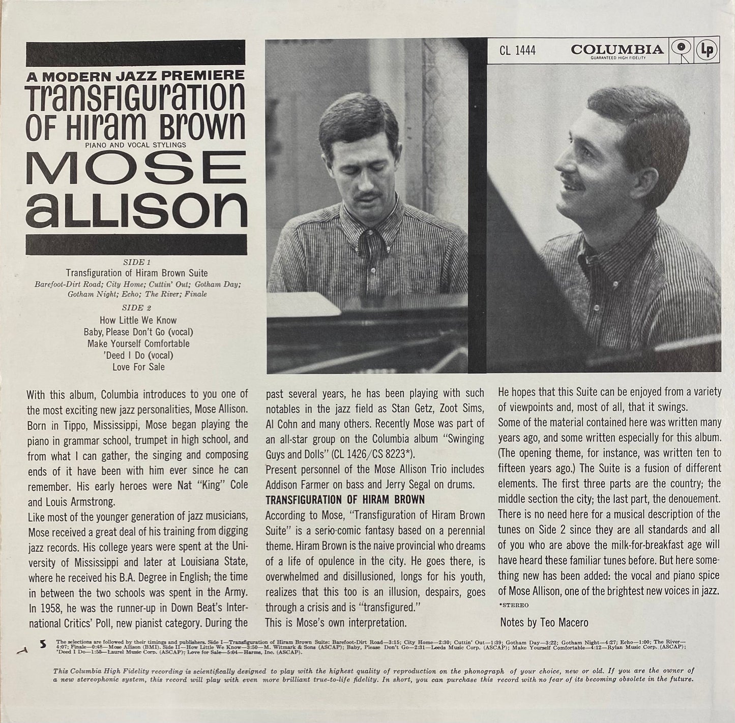 【USED】Mose Allison - Transfiguration Of Hiram Brown (LP)