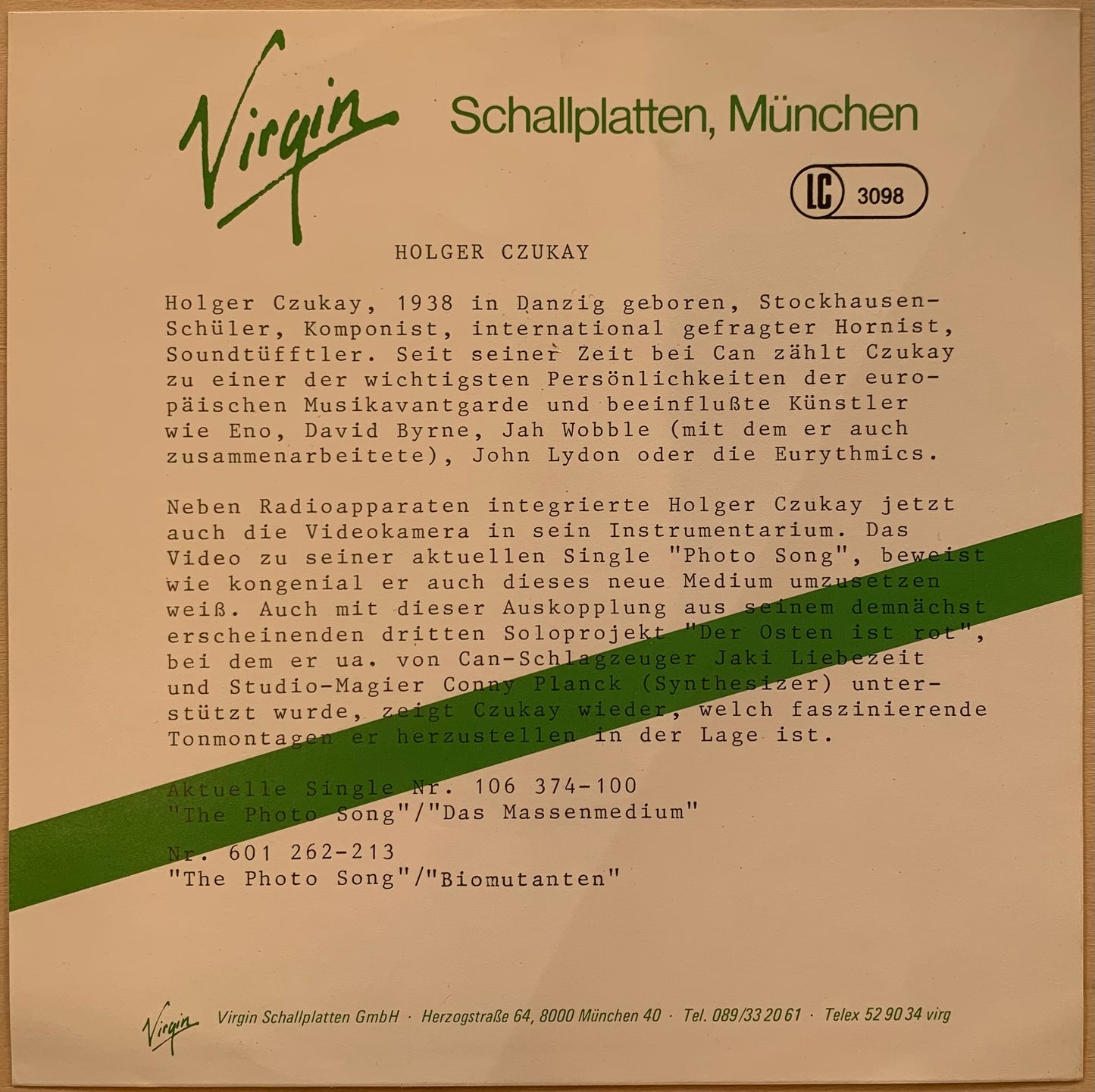 【USED, GERMAN Orig】Holger Czukay – The Photo Song / Das Massen Medium (7)