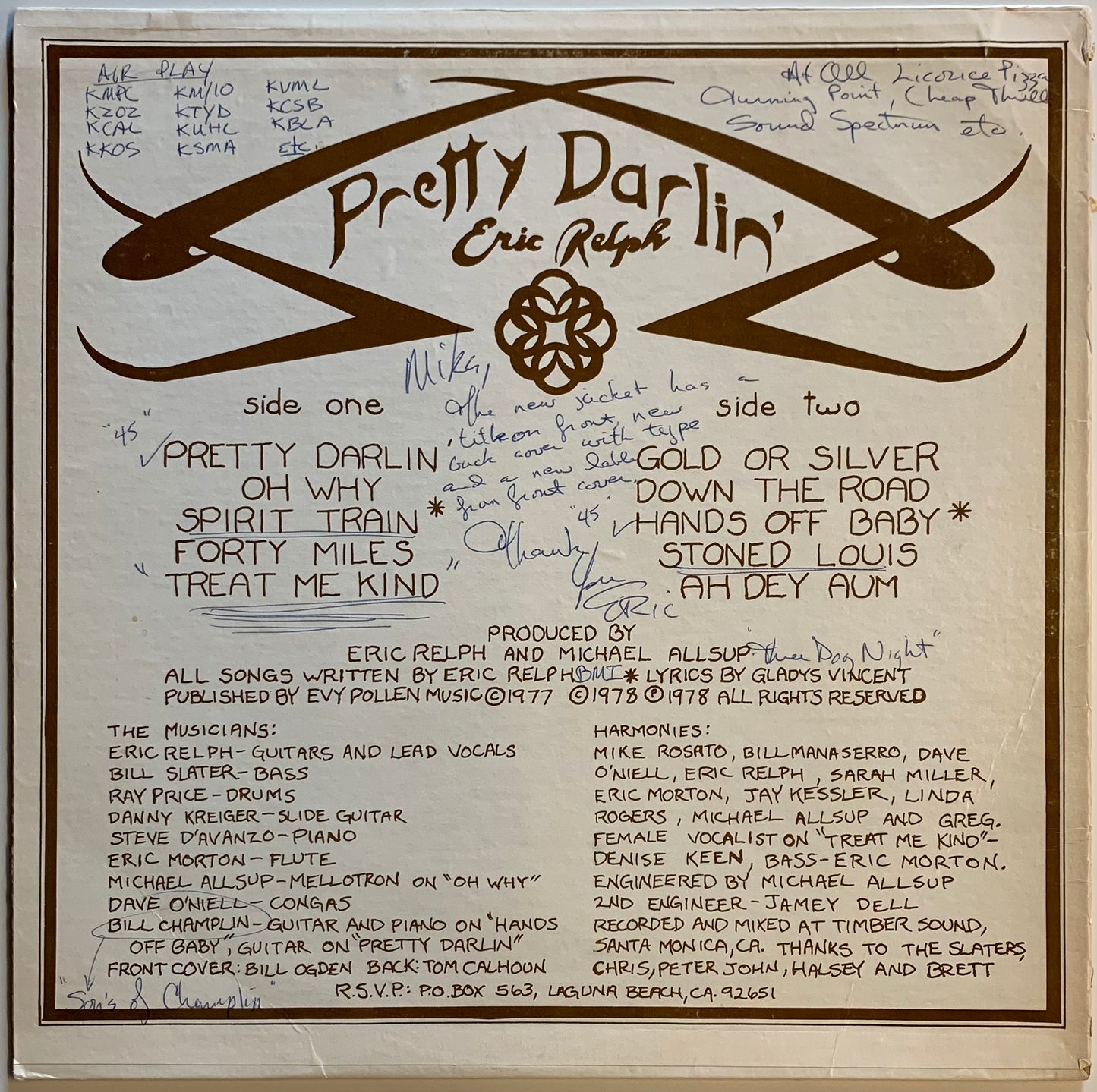 【USED】Eric Relph - Pretty Darlin' (LP)