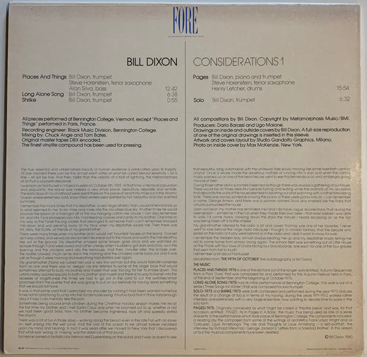 【USED】Bill Dixon - Considerations 1  (LP)